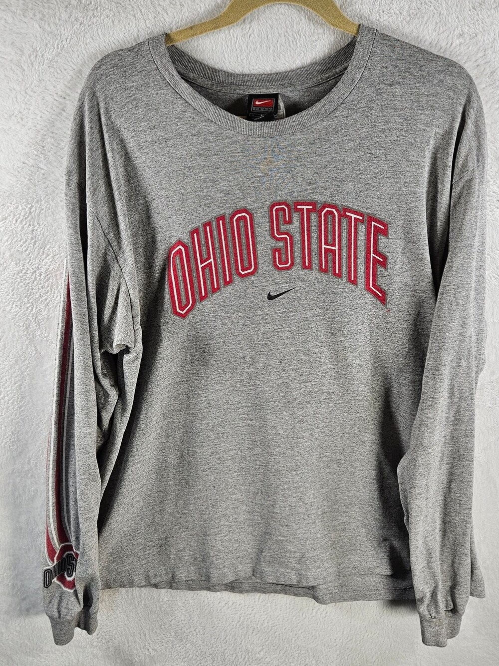 Vintage 90s Nike Ohio State Buckeyes Long Sleeve T-Shirt Men's Size Large Grey